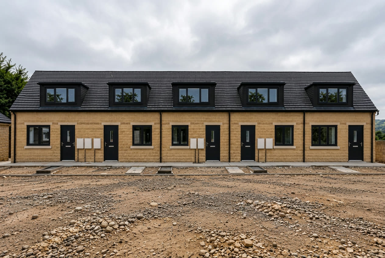 Project 3: a terrace of five modern stone-built houses